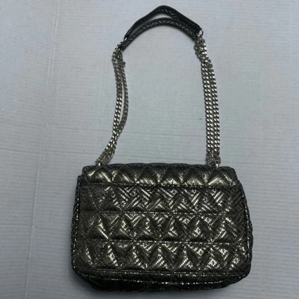 MICHAEL‎ KORS Gold Metallic Sloan Quilted Pyramid Large Chain Shoulder Bag Purse
